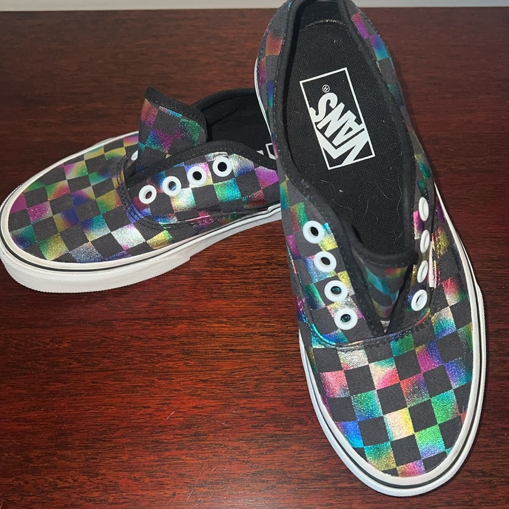 🎯VANS•METALLIC CHECKERBOARD LOW TOP LACE UP•SIZE M4|W5.5|EUR35 - Picture 14 of 15